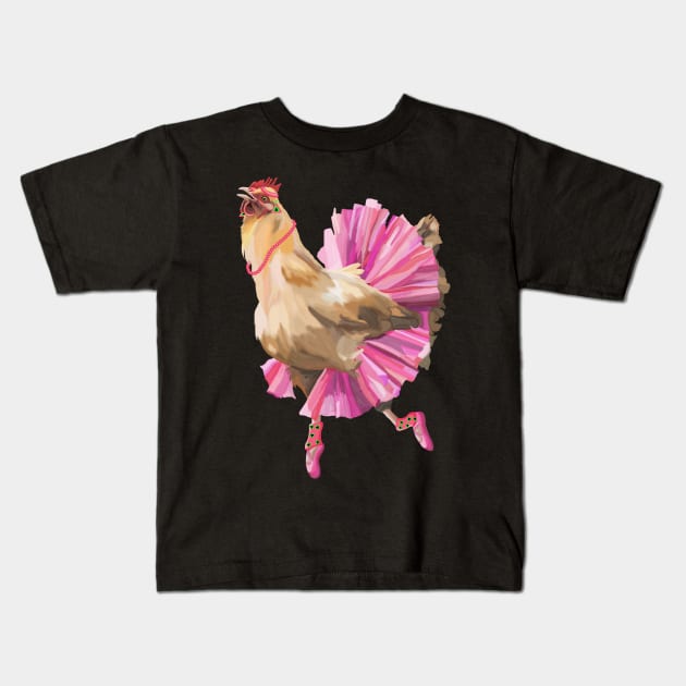 Fashionable 80's Chicken Kids T-Shirt by Art by Deborah Camp